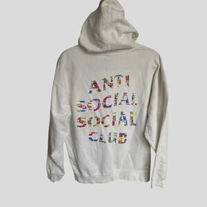 Anti Social‎ Social Club Flag Hoodie White Large Cotton Streetwear Lounge Soft